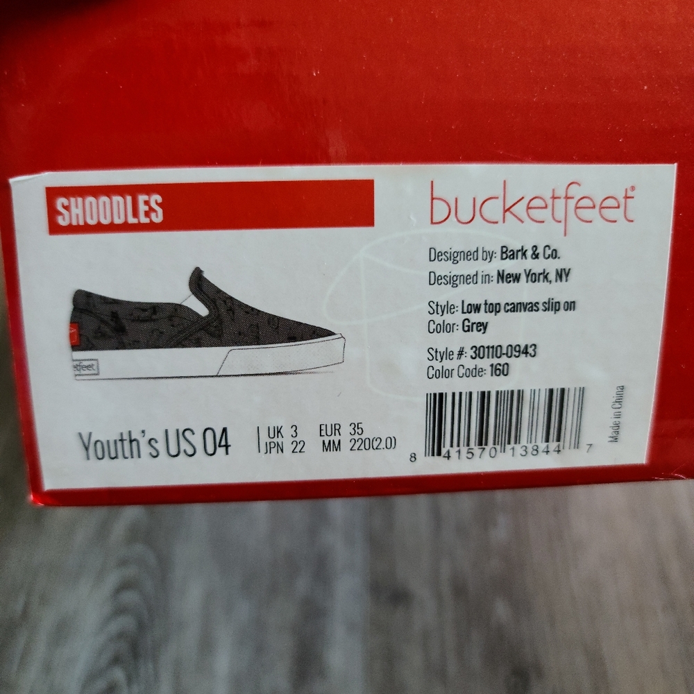 Bucket Feet Grey Dog Slip-on Shoes - Picture 3 of 5